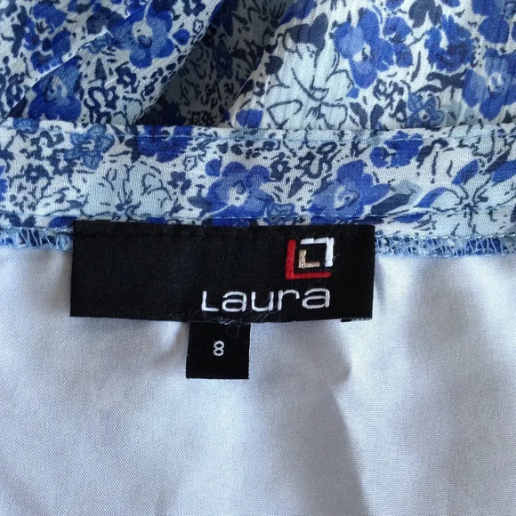 Laura Women's Maxi Flowy Maxi Skirt Blue Floral Ruffles Lined Size 8 Western - Picture 7 of 8